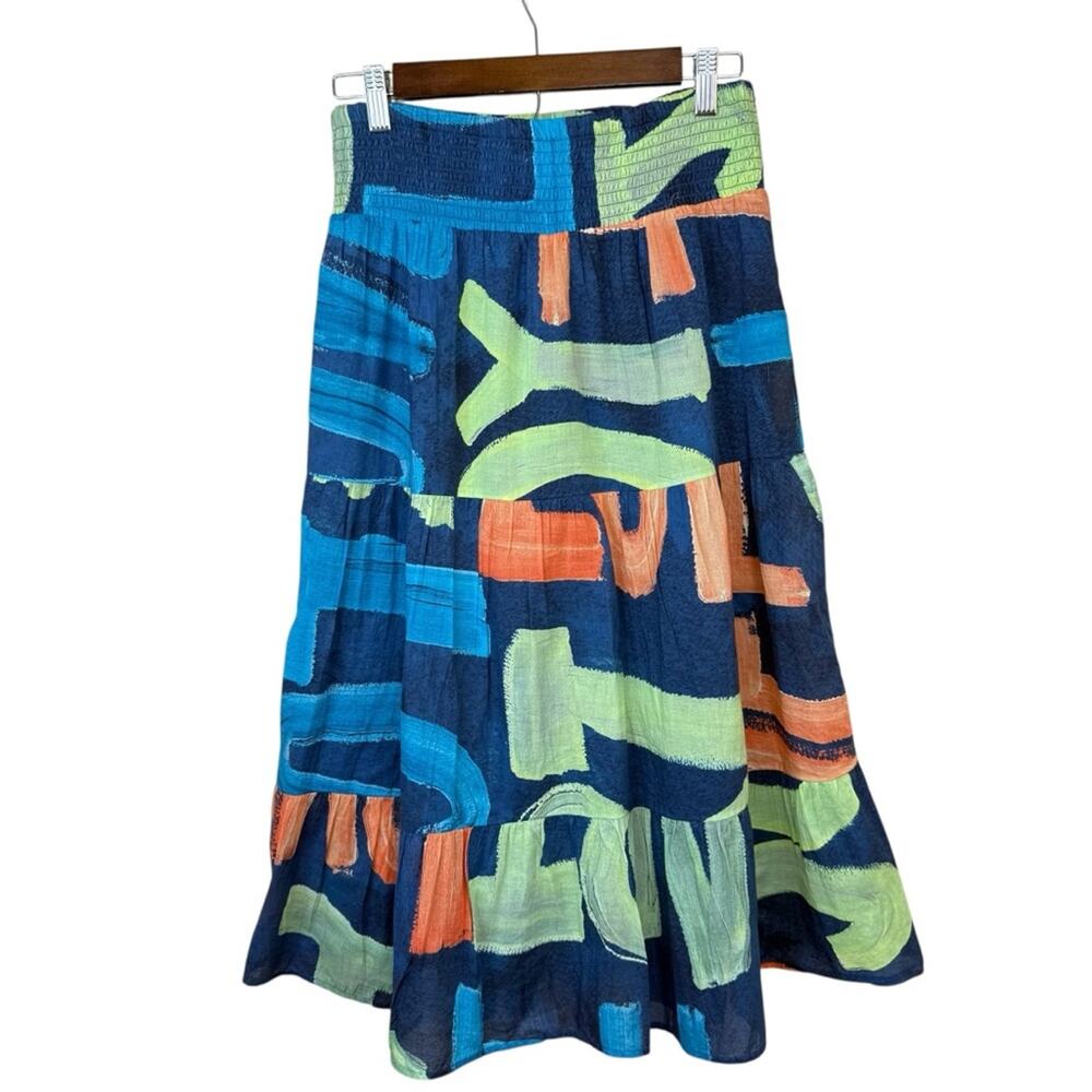 NIC+ZOE Love Art Joy Skirt Colorful Graphic Cotton Maxi Skirt Sz M